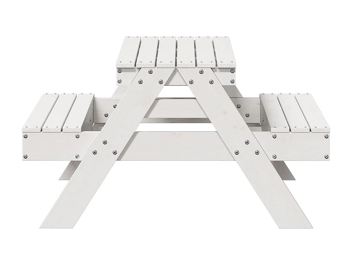 Table de pique-nique pour enfants blanc bois massif de pin