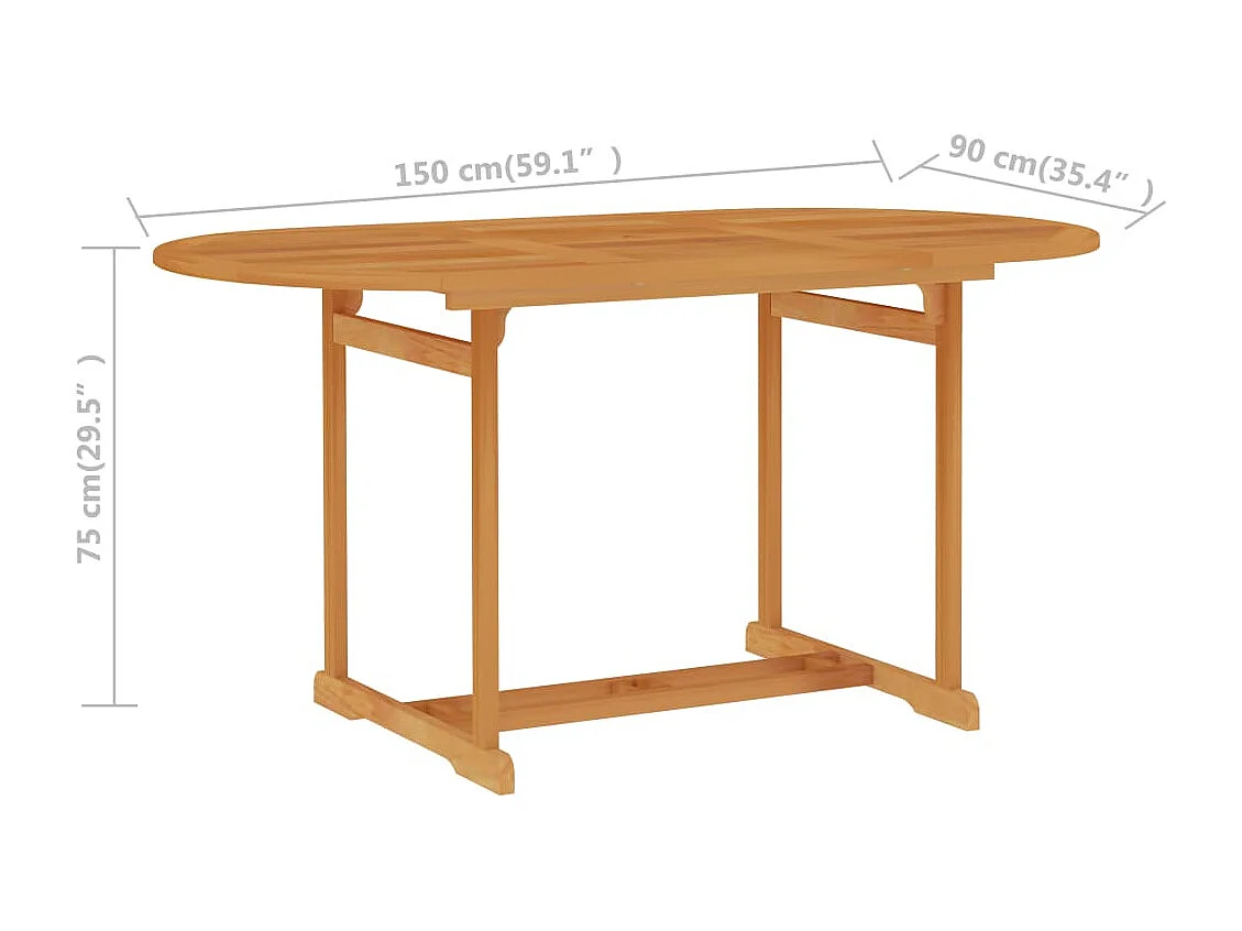 Tuintafel 150x90x75 cm massief teakhout