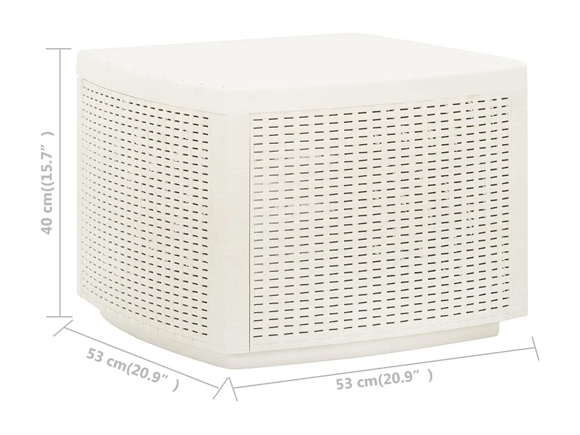 Mesa de jardín plástico blanco 53x53x40 cm