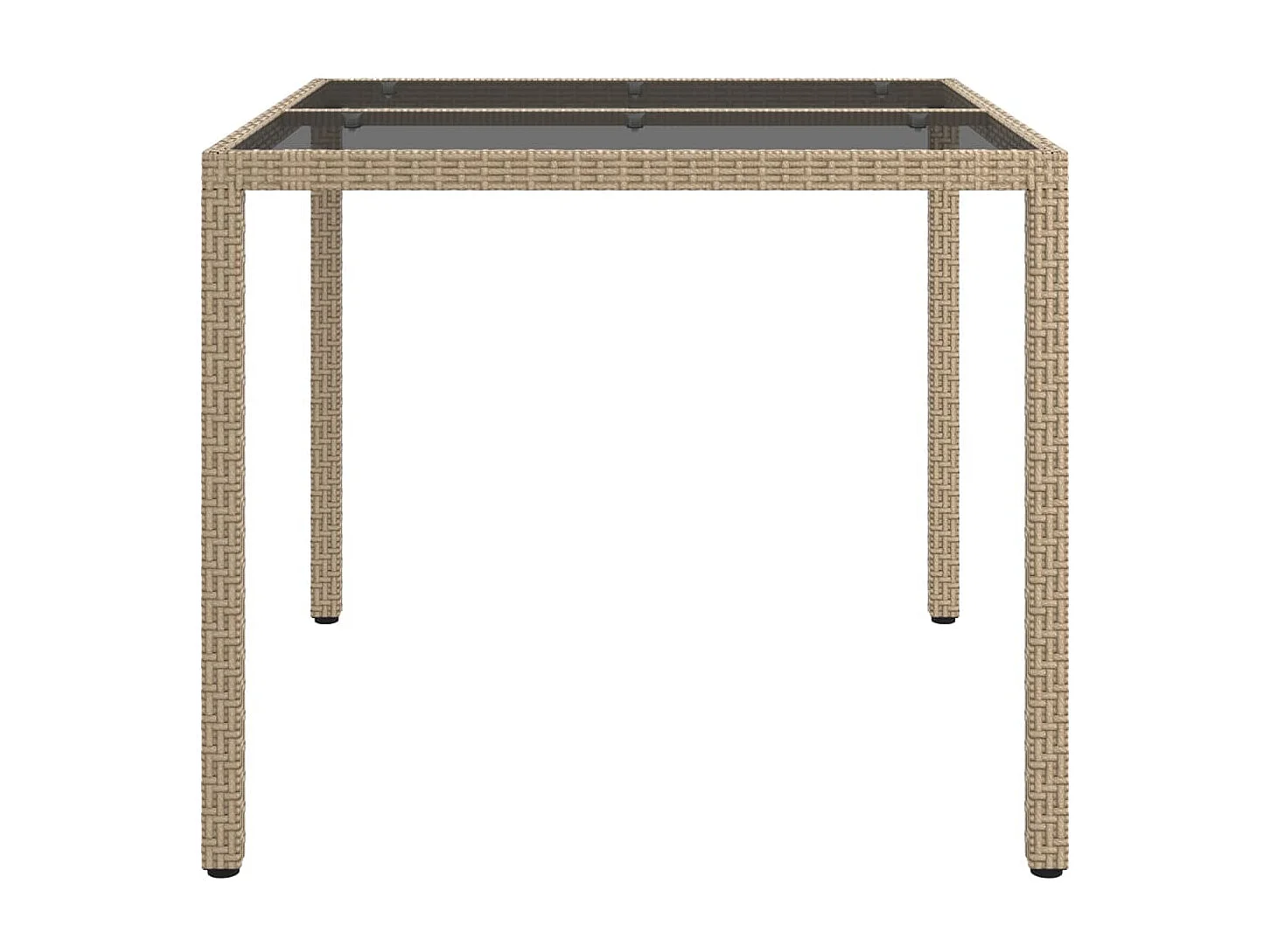 Mesa de jardim 90x90x75 cm vidro temperado e vime PE bege