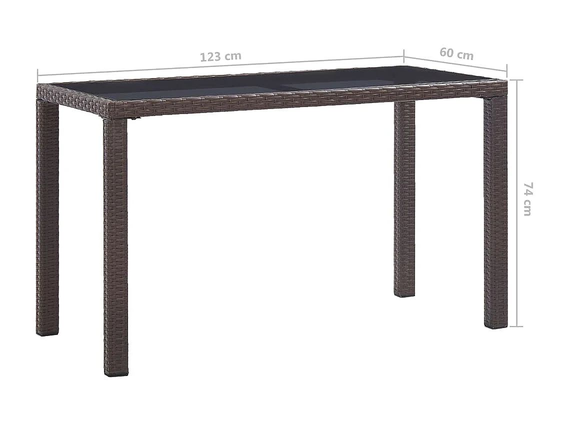 Table de jardin Marron 123x60x74 cm Résine tressée