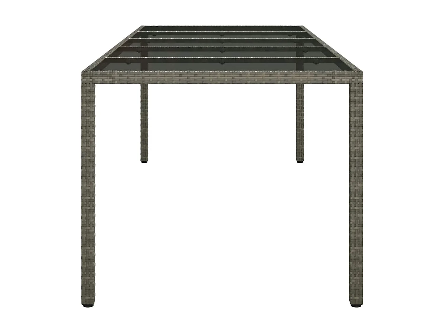 Table de jardin Gris 250x100x75 cm Verre trempé et poly rotin