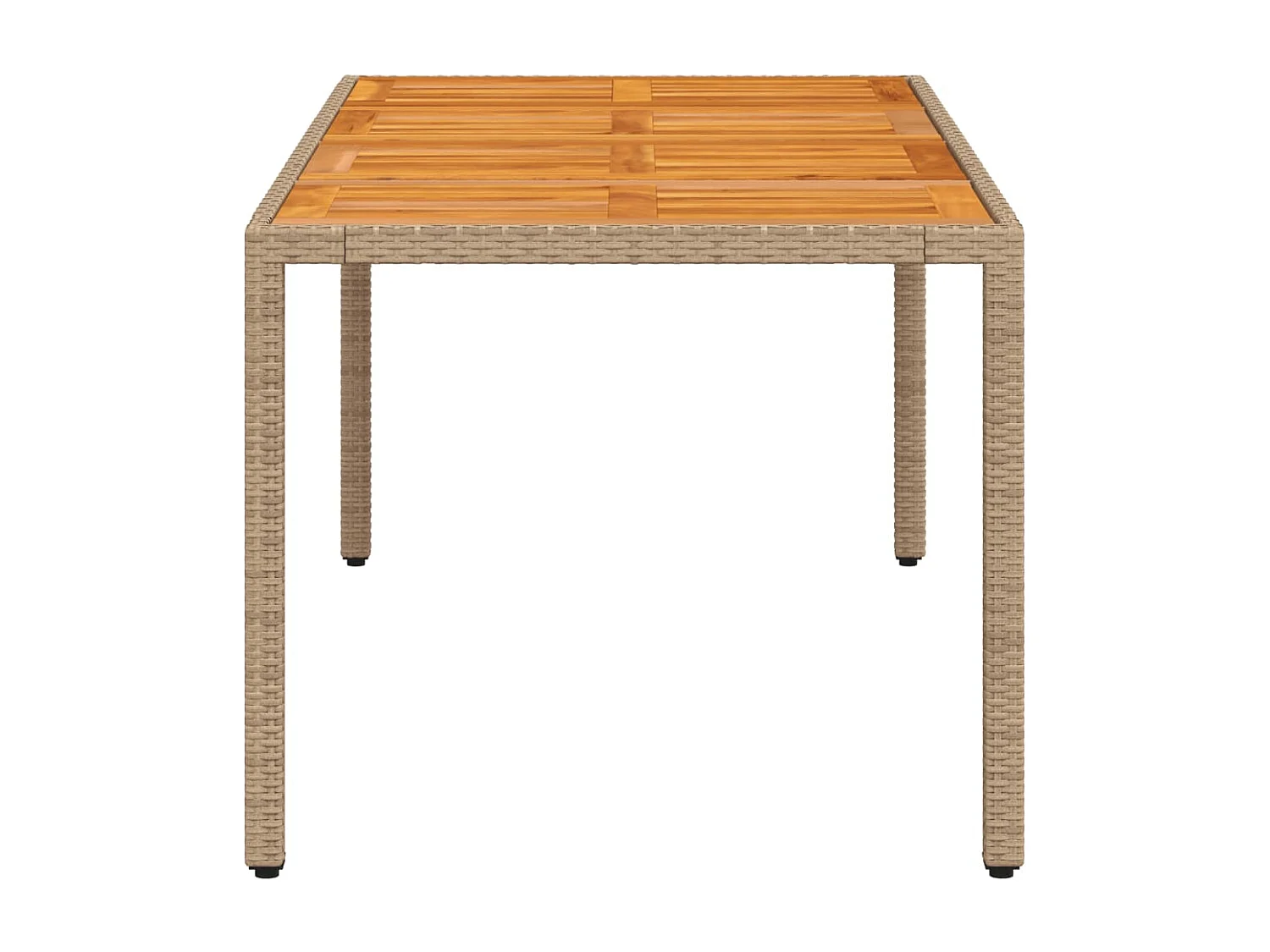 Table de jardin beige 190x90x75 cm résine tressée bois d'acacia