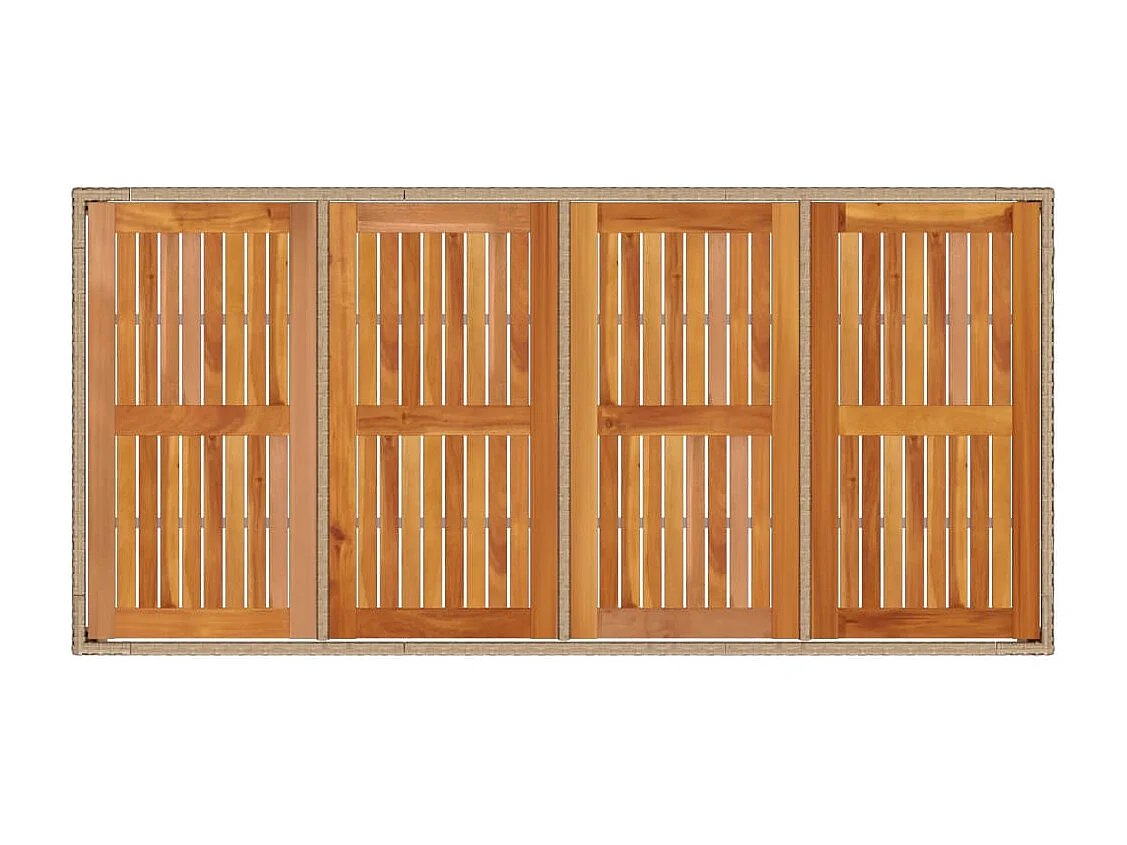 Table de jardin beige 190x90x75 cm résine tressée bois d'acacia