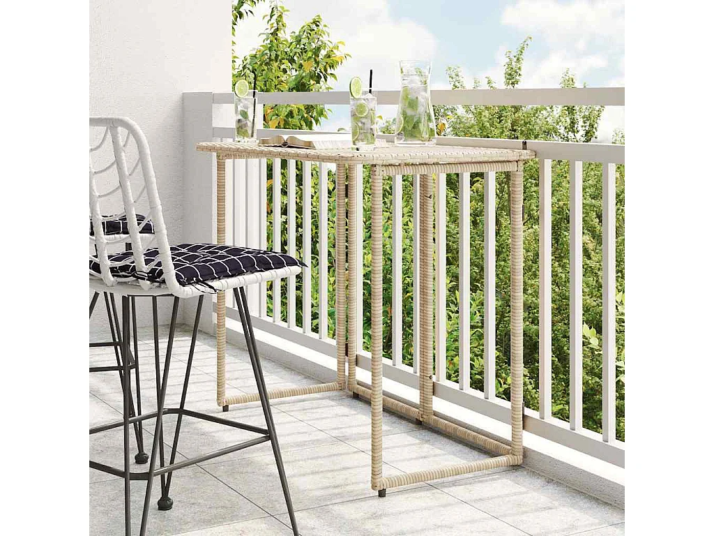 Mesa de jardim dobrável 90x51x75 cm vime PE bege