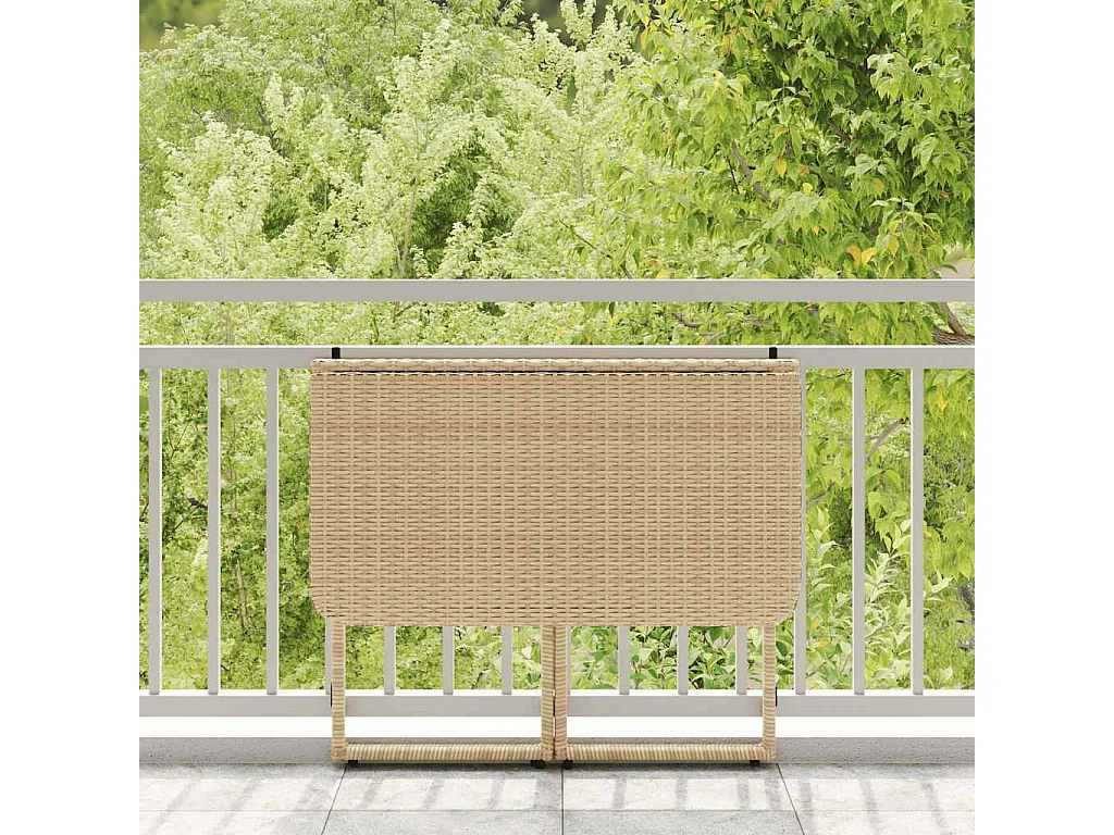 Mesa de jardim dobrável 90x51x75 cm vime PE bege
