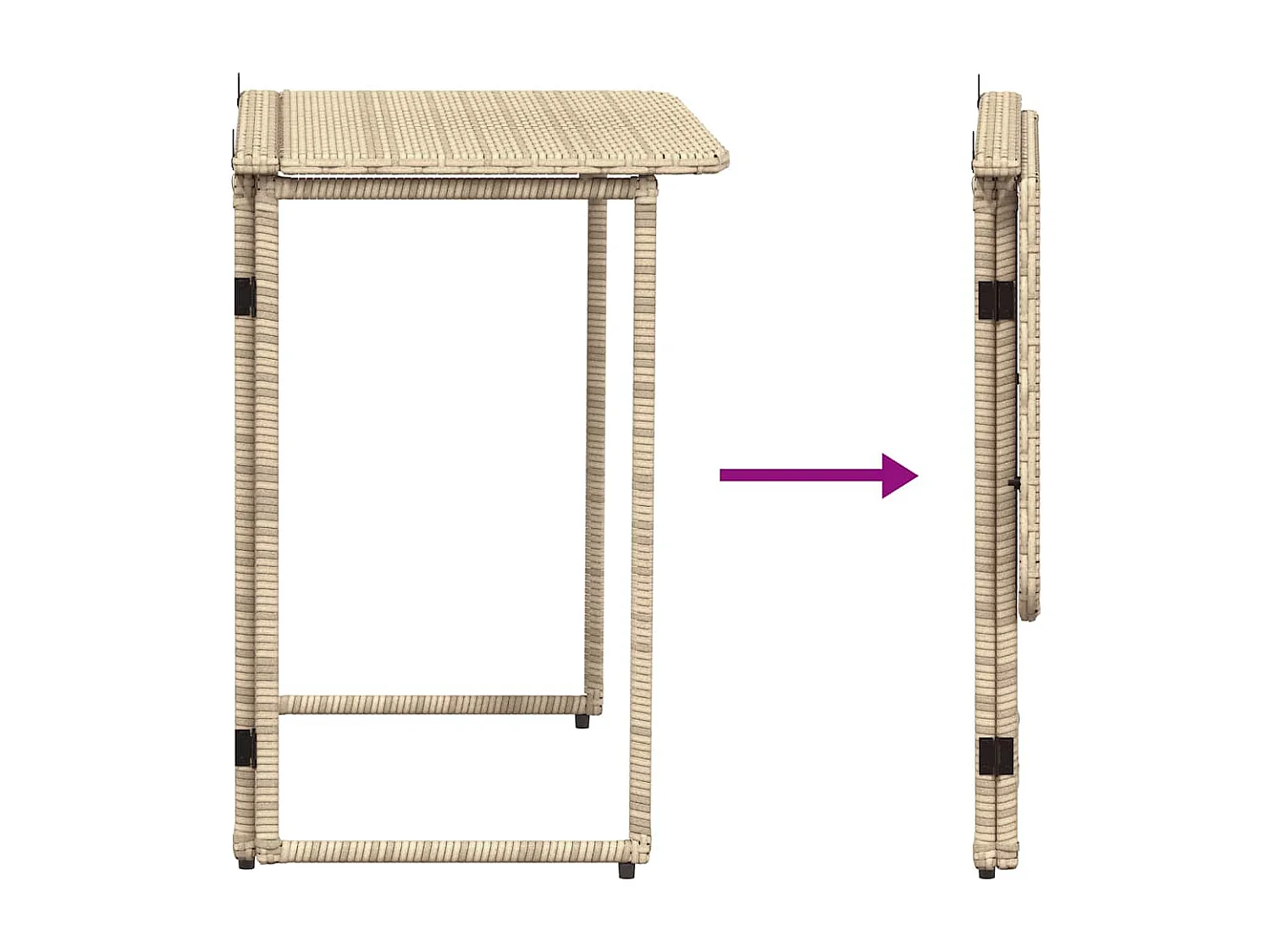 Mesa de jardim dobrável 90x51x75 cm vime PE bege