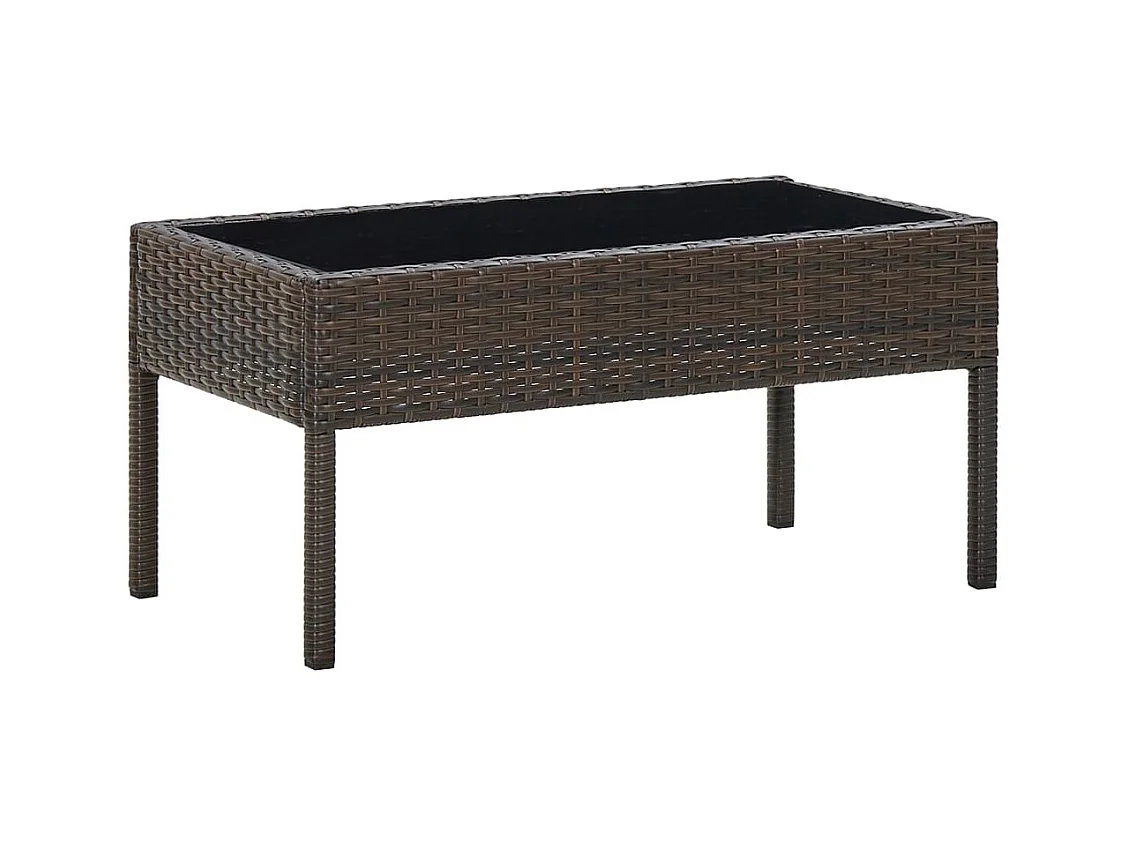 Table de jardin Marron 75x40x37 cm Résine tressée