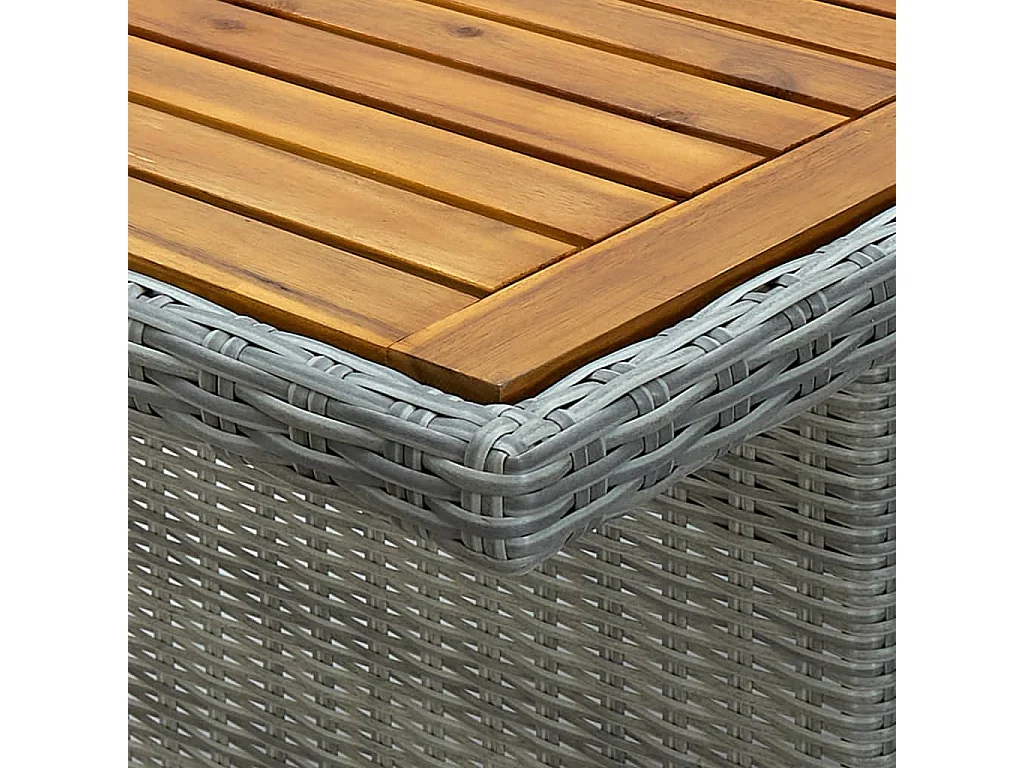 Table de jardin Gris clair Résine tressée et bois d'acacia
