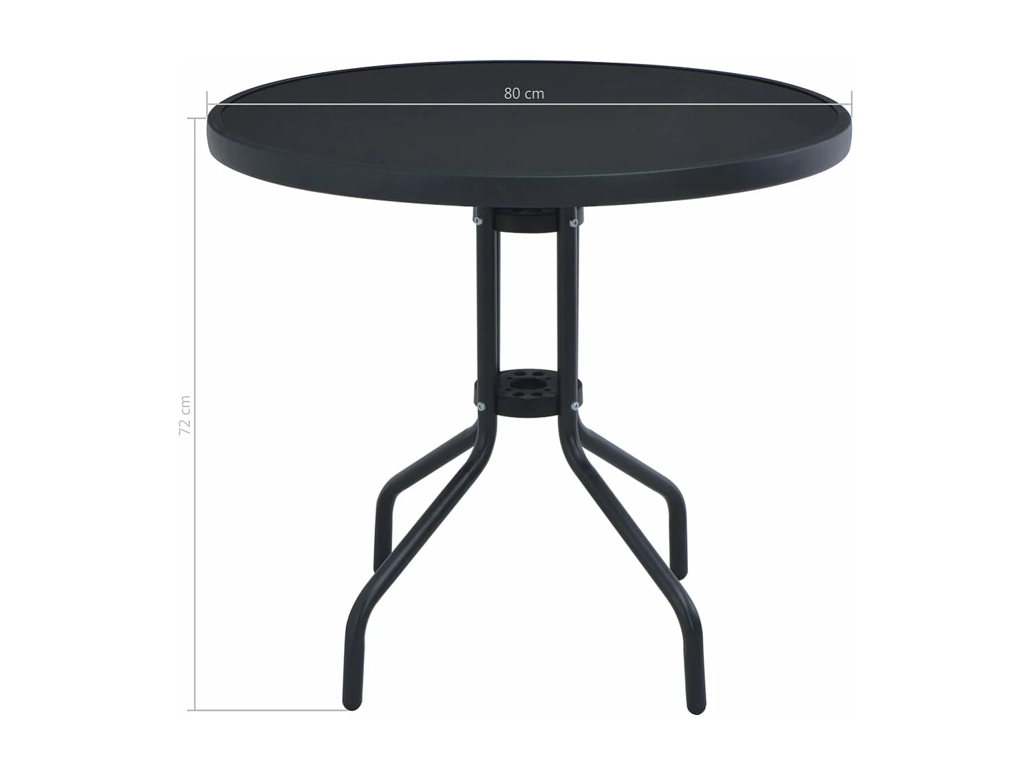 Table de jardin Noir 80 cm Acier et verre