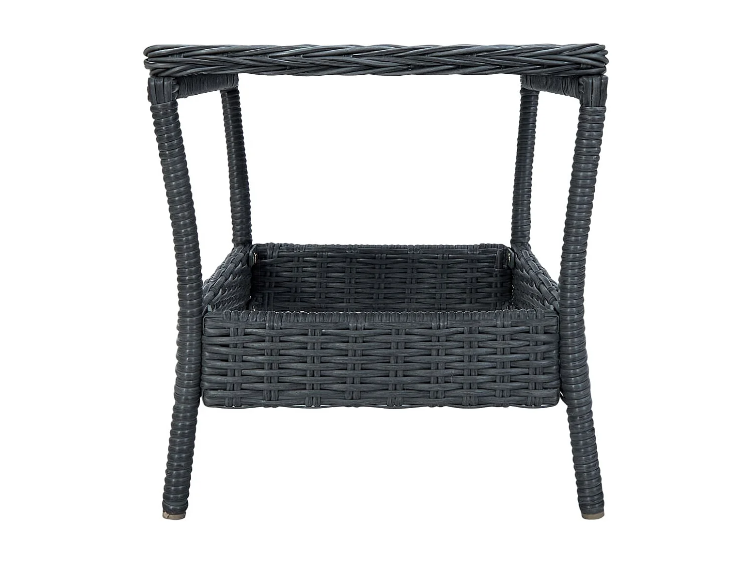 Mesa de jardín ratán sintético gris oscuro 45x45x46,5 cm