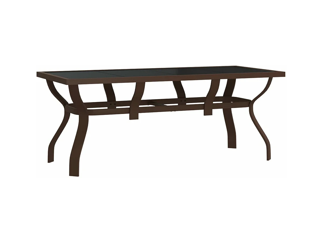 Mesa de jardín acero y vidrio marrón y negro 180x80x70 cm