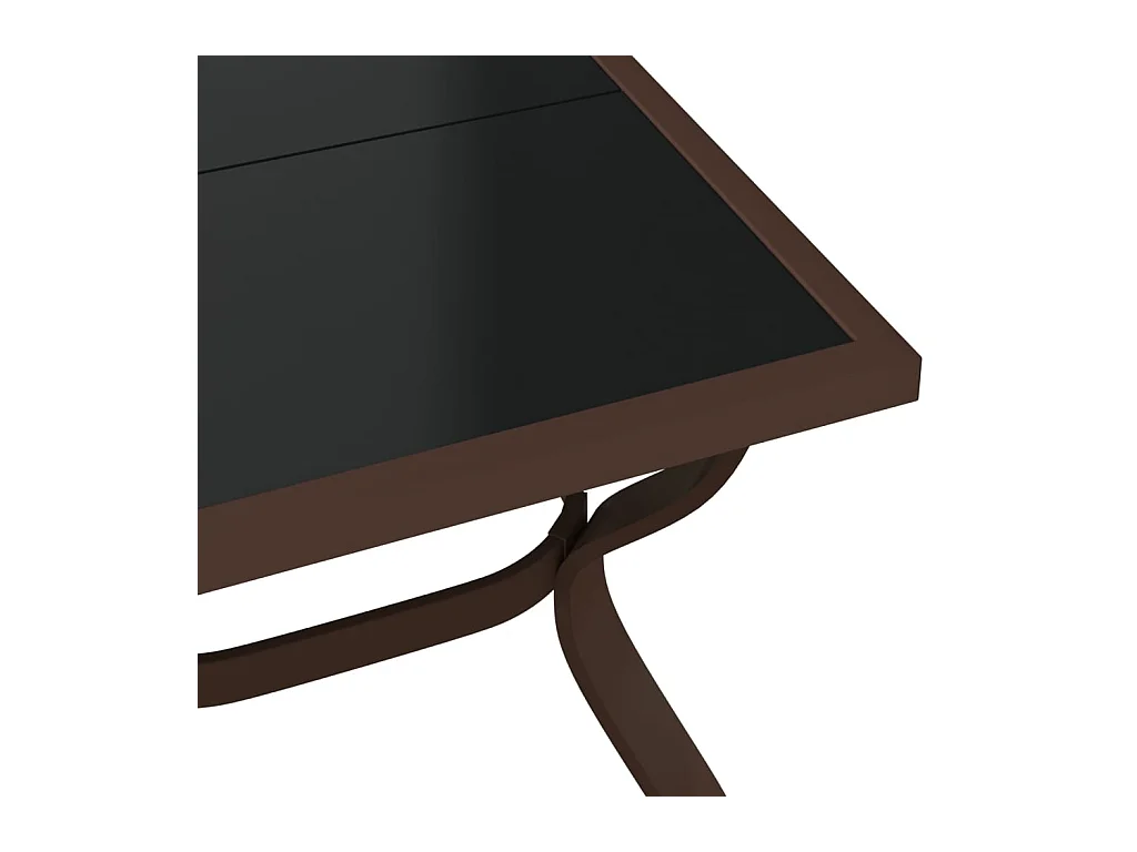 Mesa de jardín acero y vidrio marrón y negro 180x80x70 cm