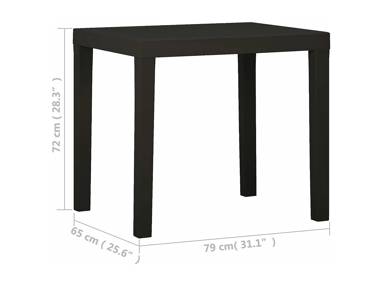 Table de jardin Anthracite 79x65x72 cm Plastique