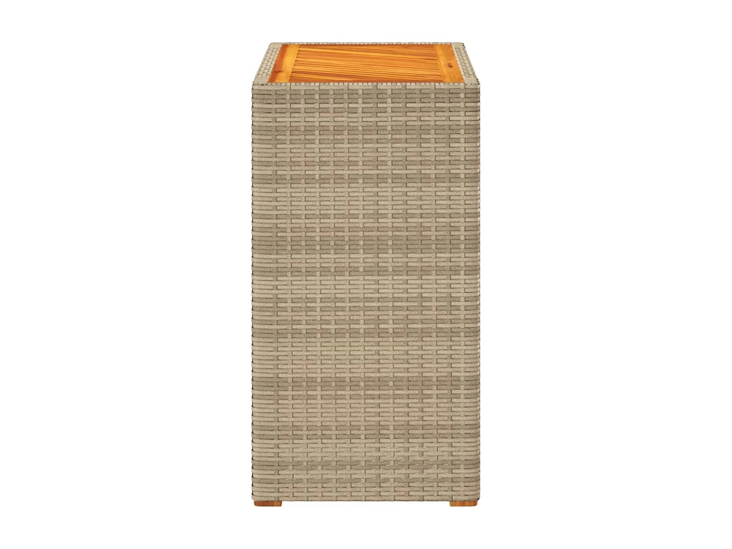 Tuinbijzettafel met houten blad 60x40x75 cm poly rattan beige
