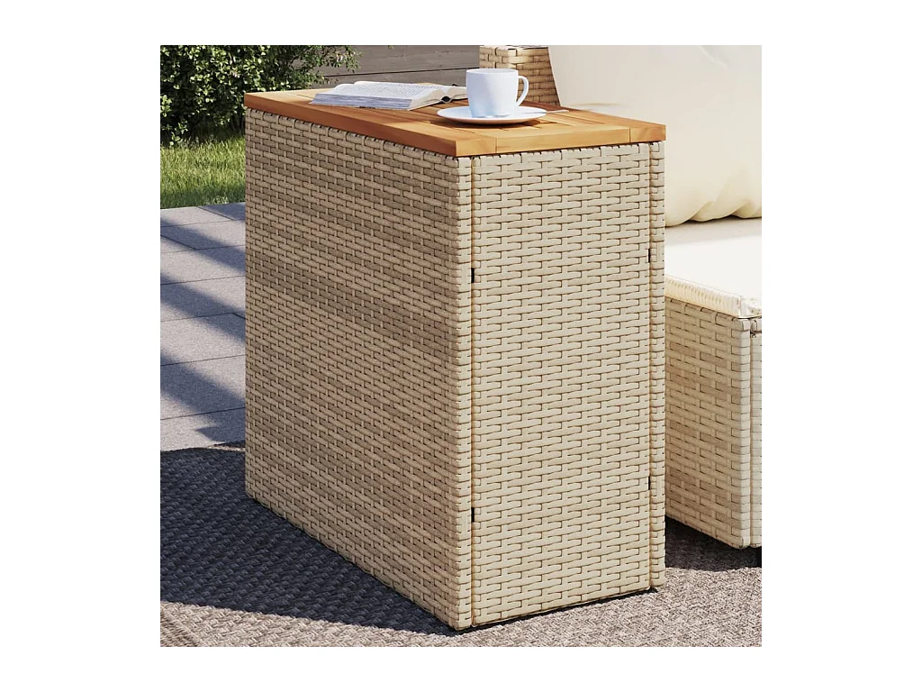 Table d'appoint de jardin dessus en bois beige 58x27,5x55 cm