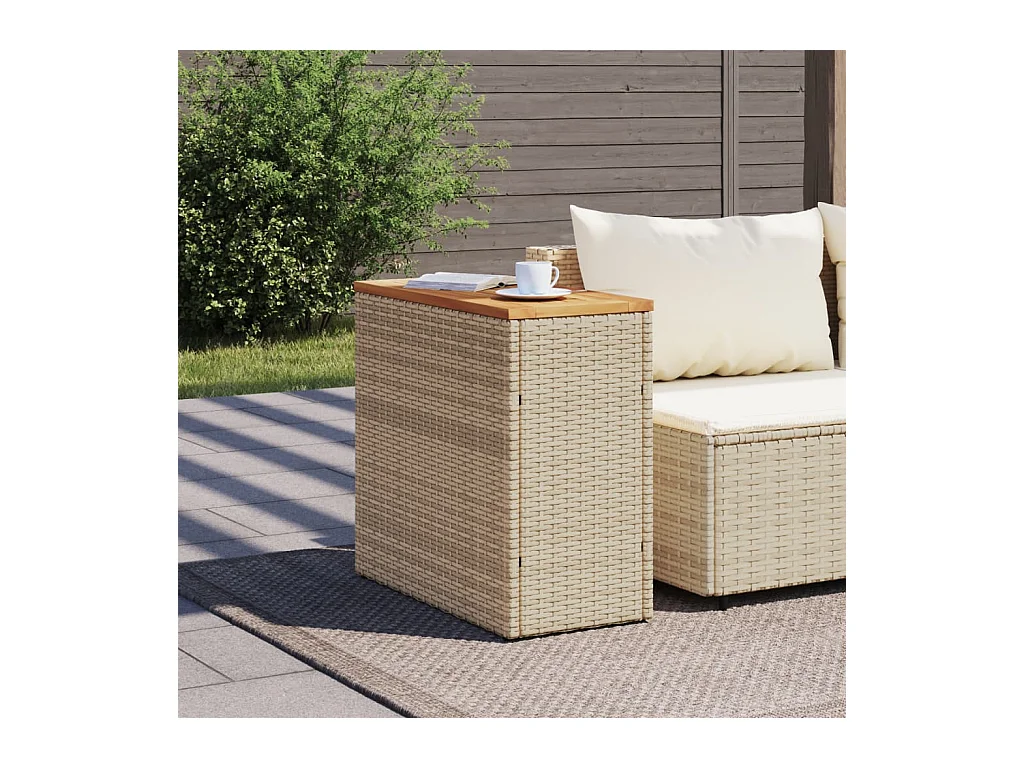 Table d'appoint de jardin dessus en bois beige 58x27,5x55 cm