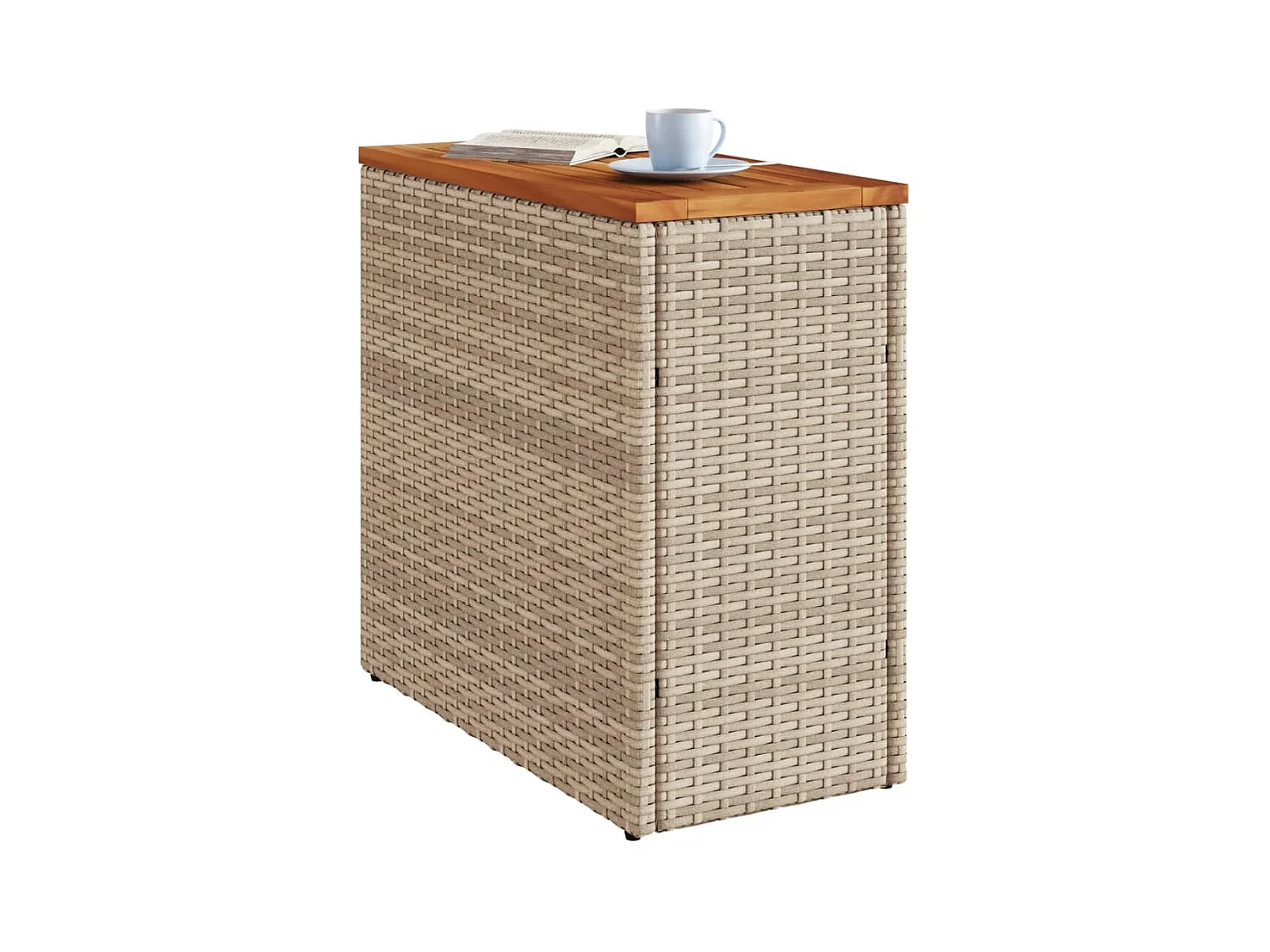 Table d'appoint de jardin dessus en bois beige 58x27,5x55 cm