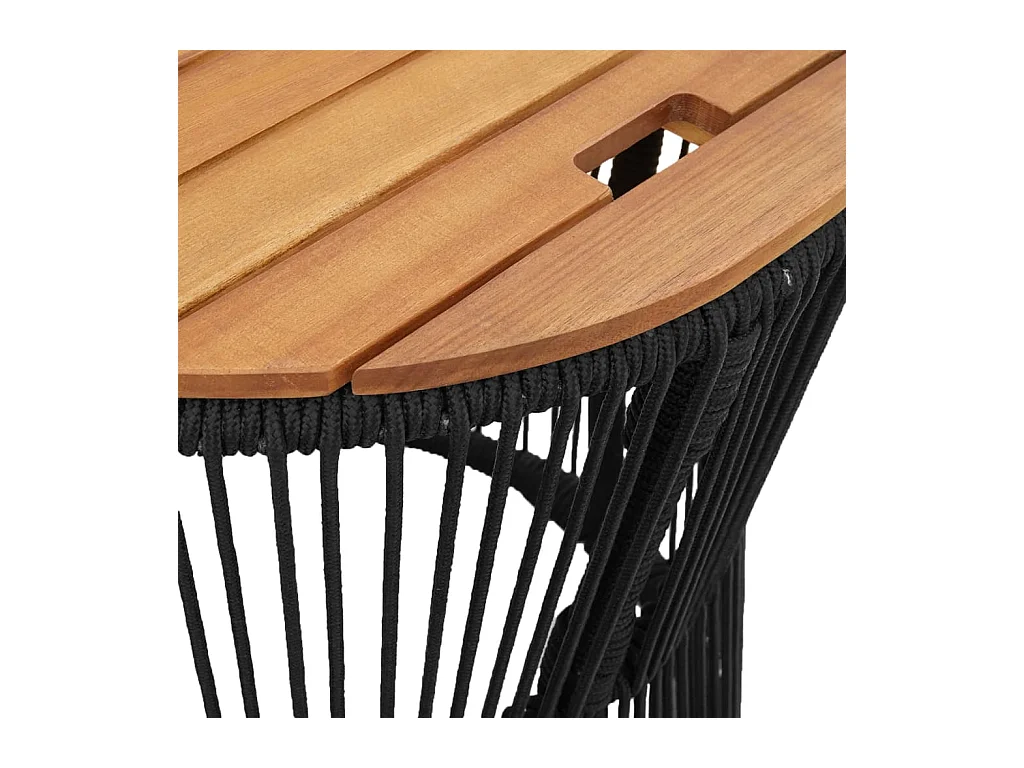 Tables d'appoint de jardin 2 pièces dessus en bois noir poly rotin