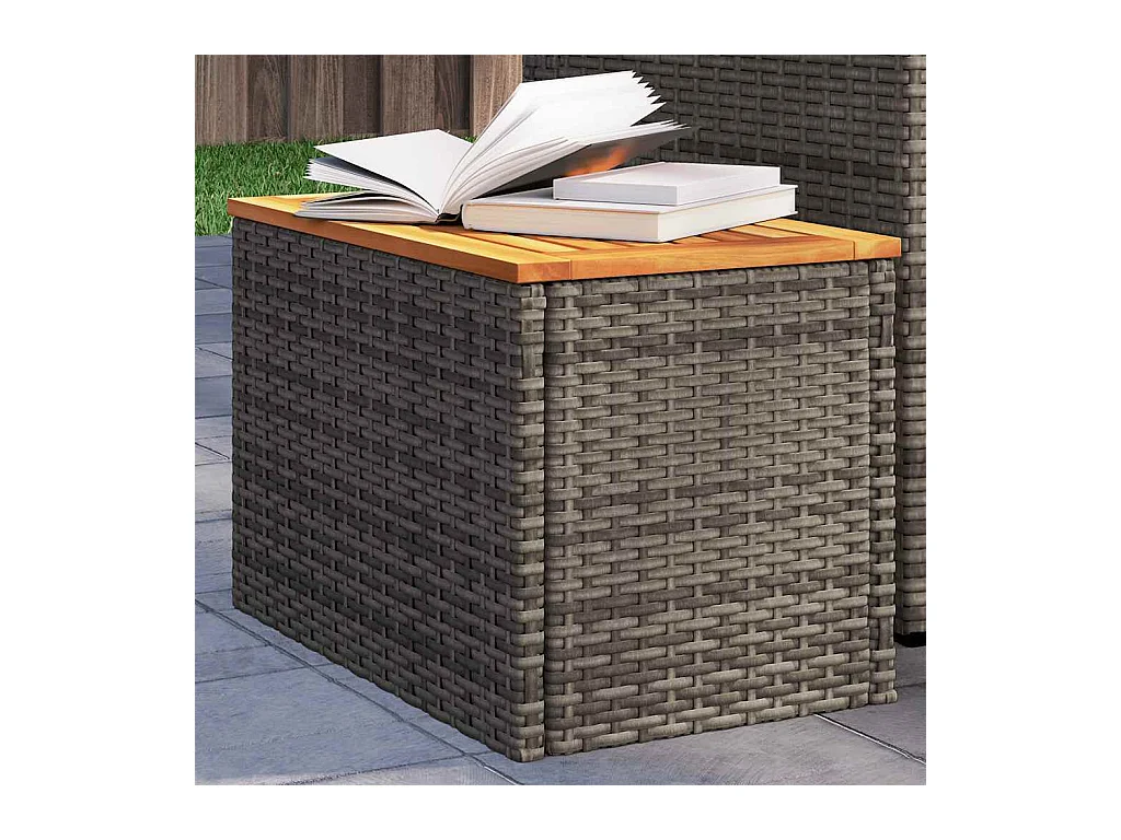 Tables d'appoint de jardin 2 pièces gris rotin bois massif