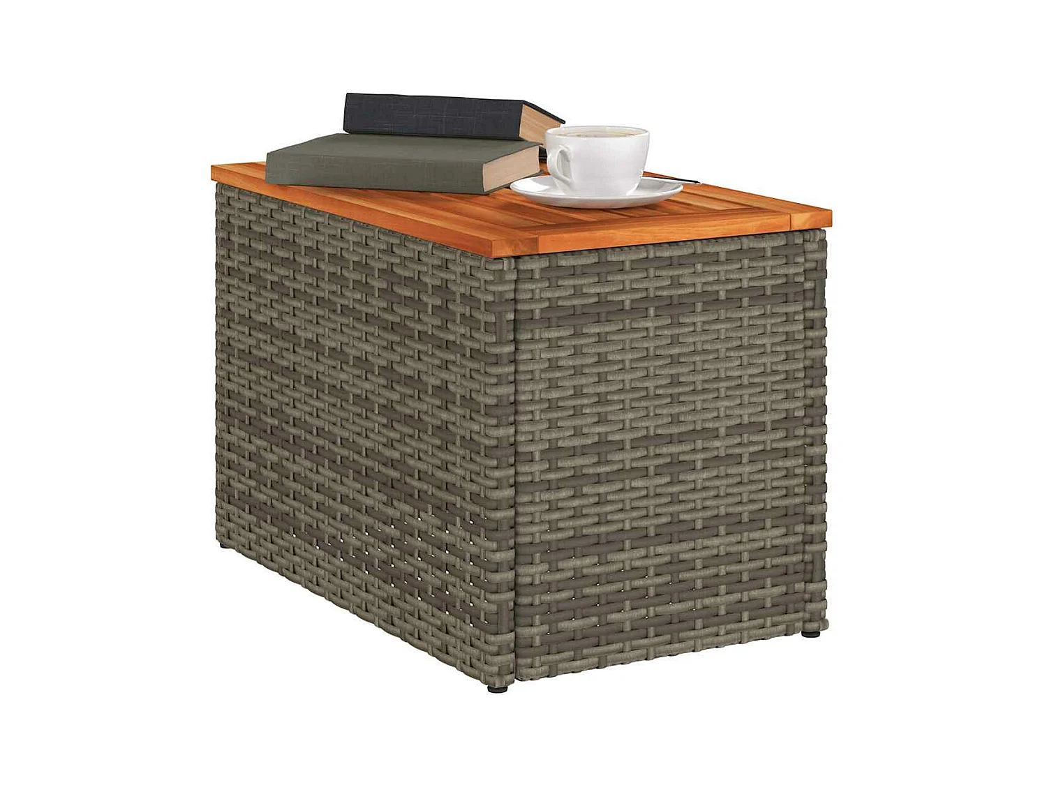 Tables d'appoint de jardin 2 pièces gris rotin bois massif