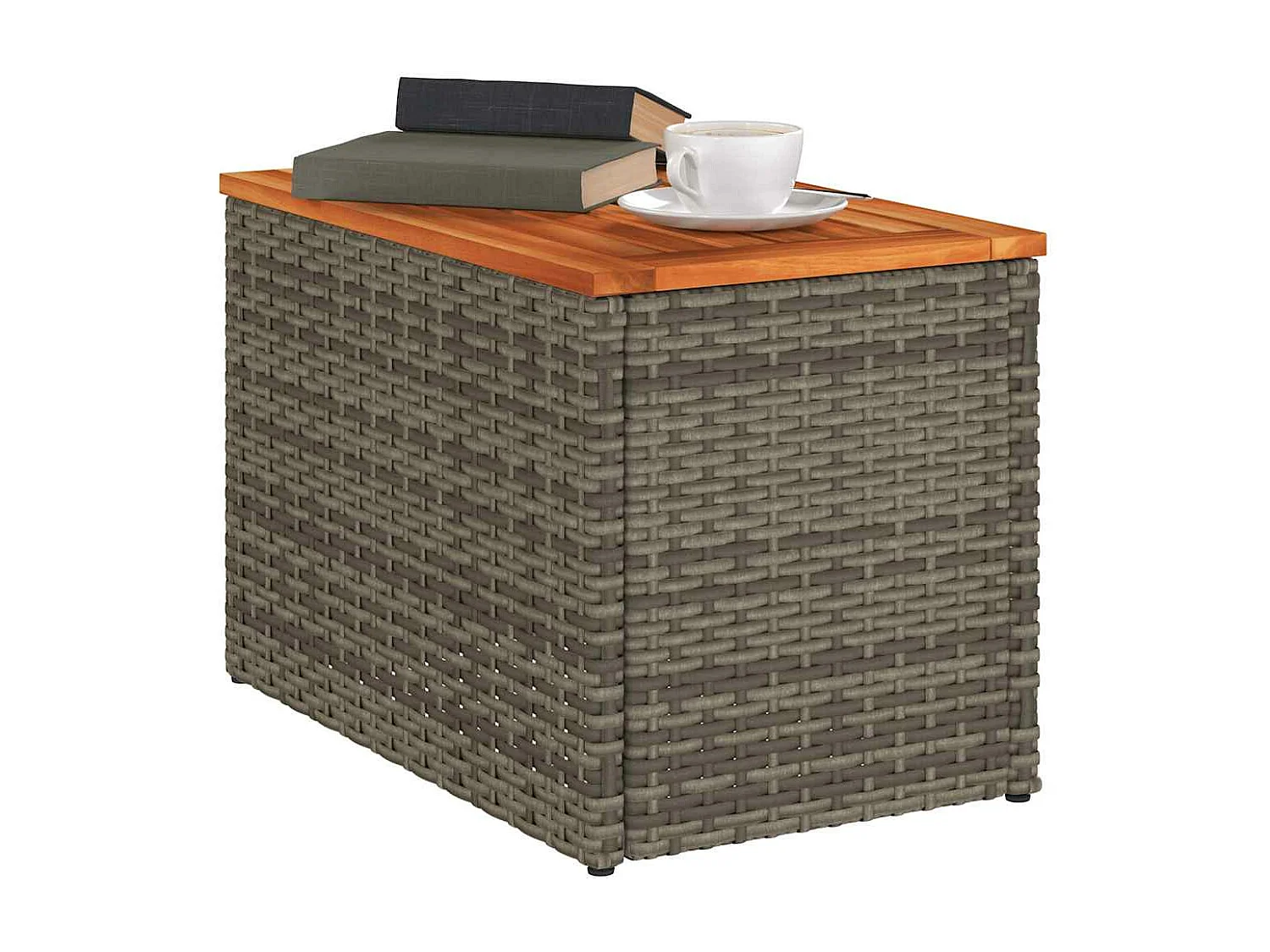 Tables d'appoint de jardin 2 pièces gris rotin bois massif