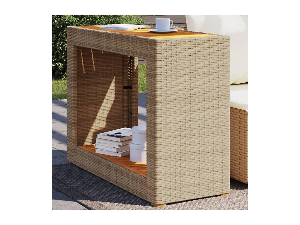 Table d'appoint de jardin dessus en bois beige 100x40x75 cm