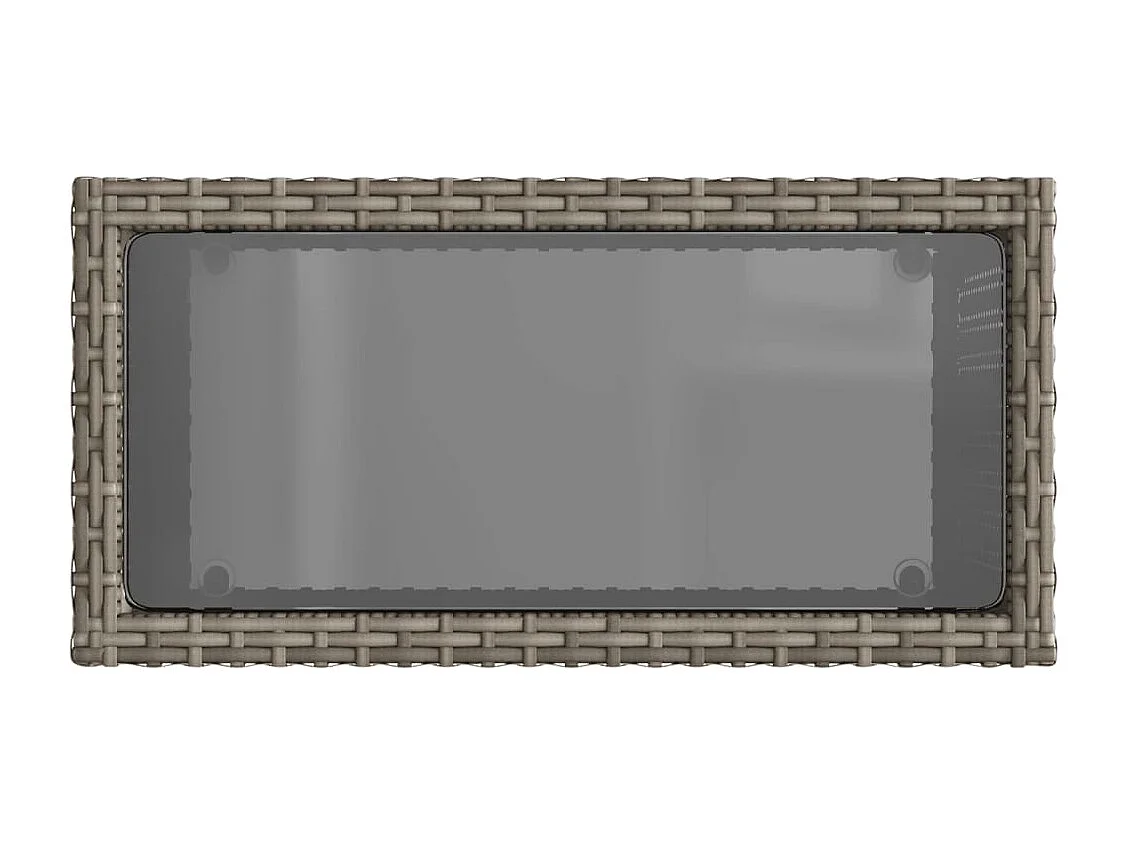 Table d'appoint de jardin avec dessus en verre gris rotin