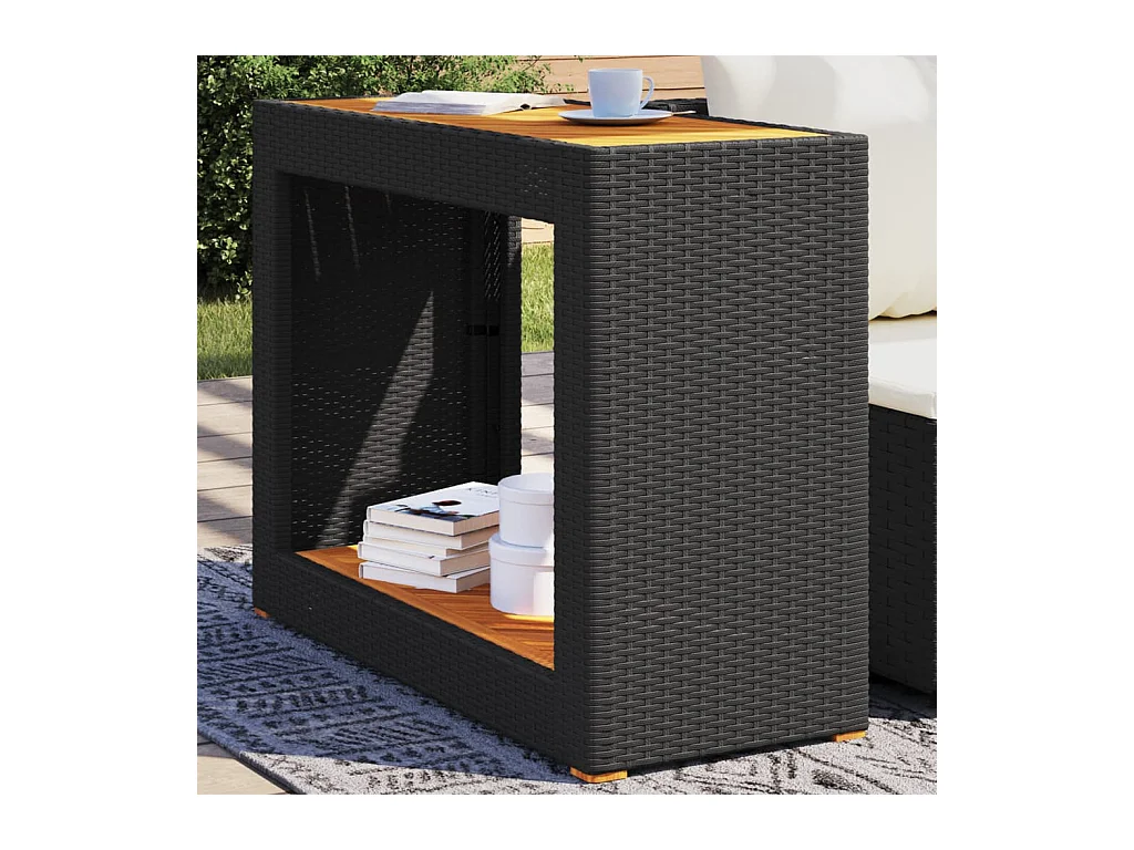 Table d'appoint de jardin dessus en bois noir 100x40x75 cm