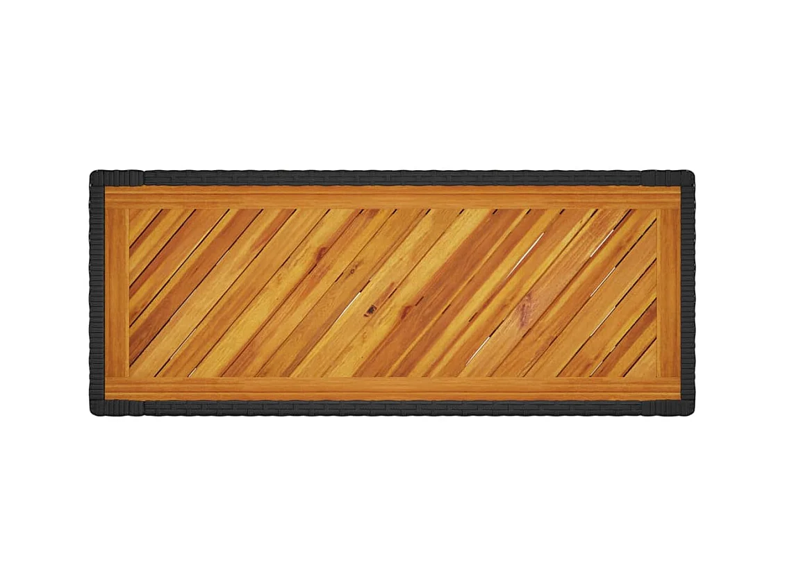 Table d'appoint de jardin dessus en bois noir 100x40x75 cm