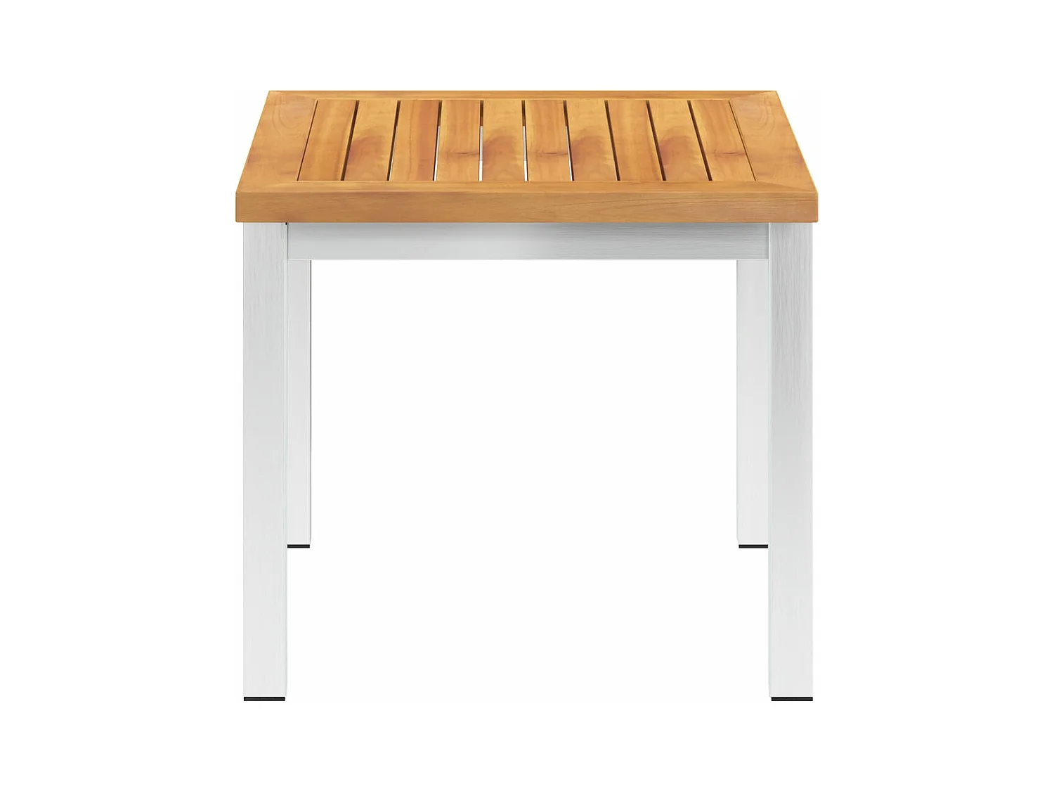 Mesa auxiliar jardín madera acacia acero inoxidable 45x45x38cm