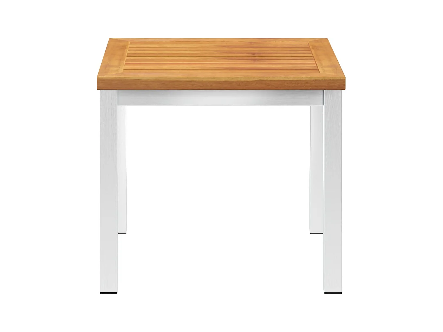 Mesa auxiliar jardín madera acacia acero inoxidable 45x45x38cm