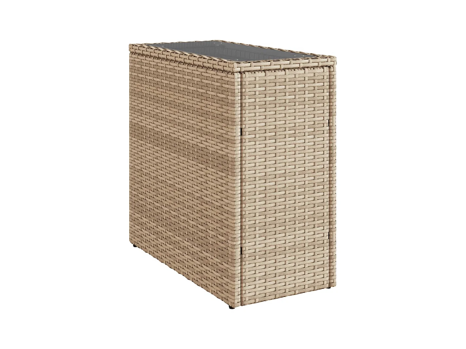 Mesa de apoio jardim c/ tampo vidro 58x27,5x55 cm vime PE bege
