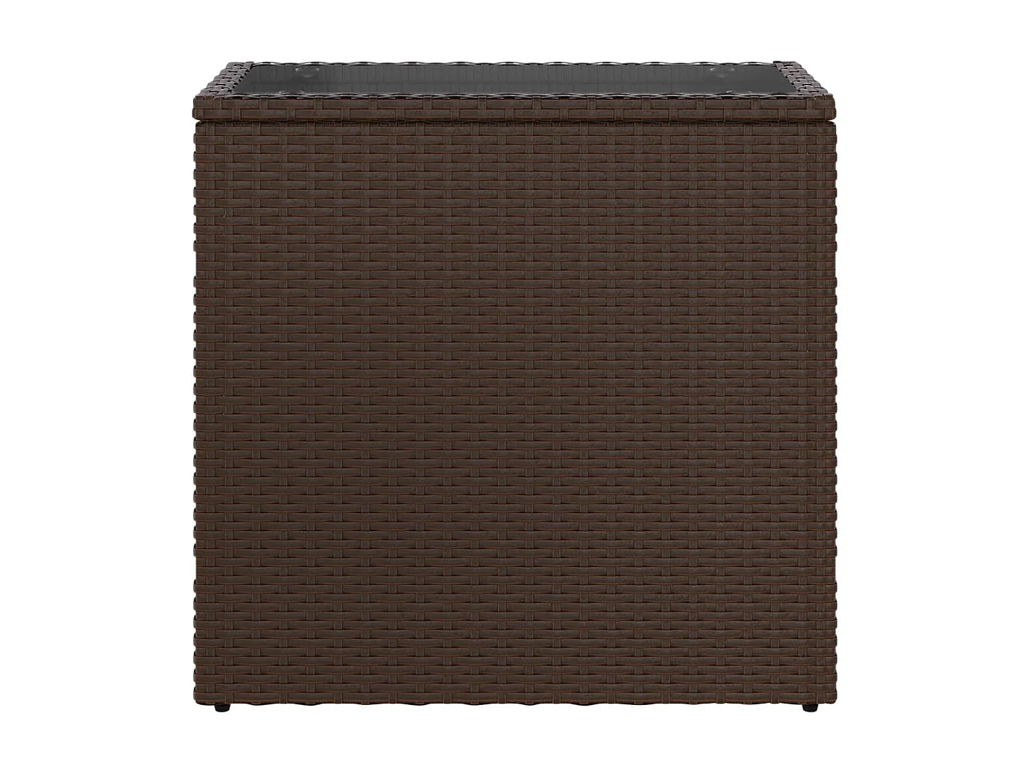 Mesa de apoio jardim tampo vidro 58x27,5x55 cm vime PE castanho