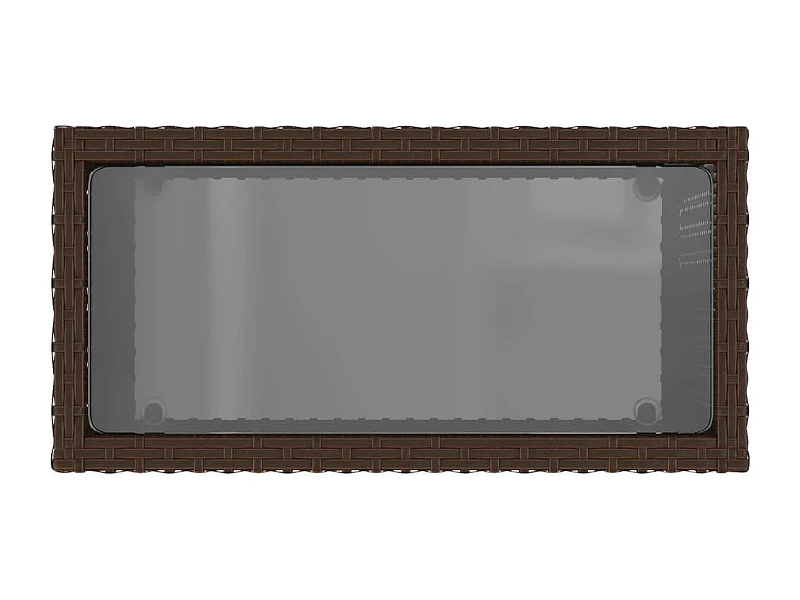 Mesa de apoio jardim tampo vidro 58x27,5x55 cm vime PE castanho