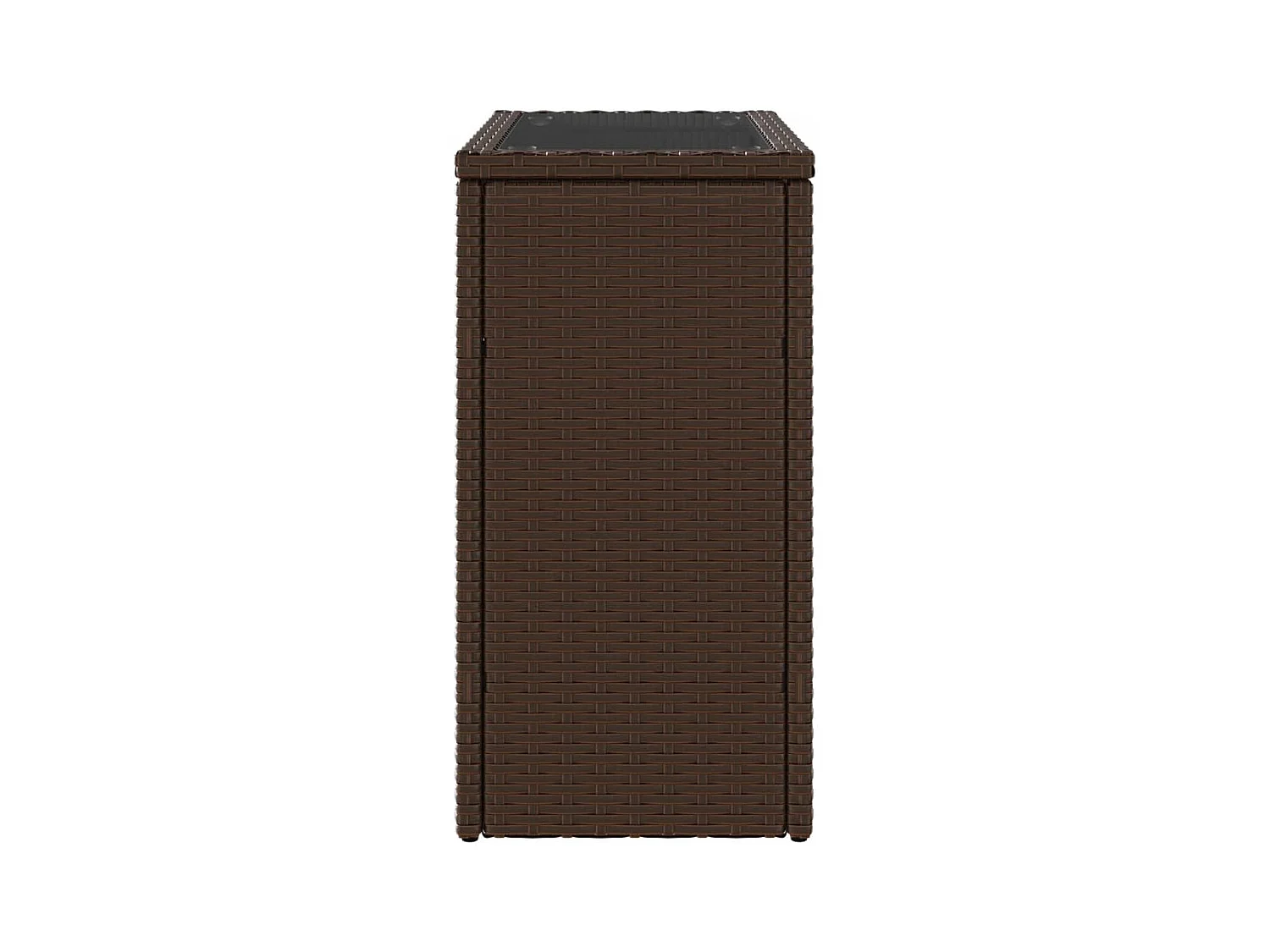 Table d'appoint de jardin avec dessus en verre marron rotin