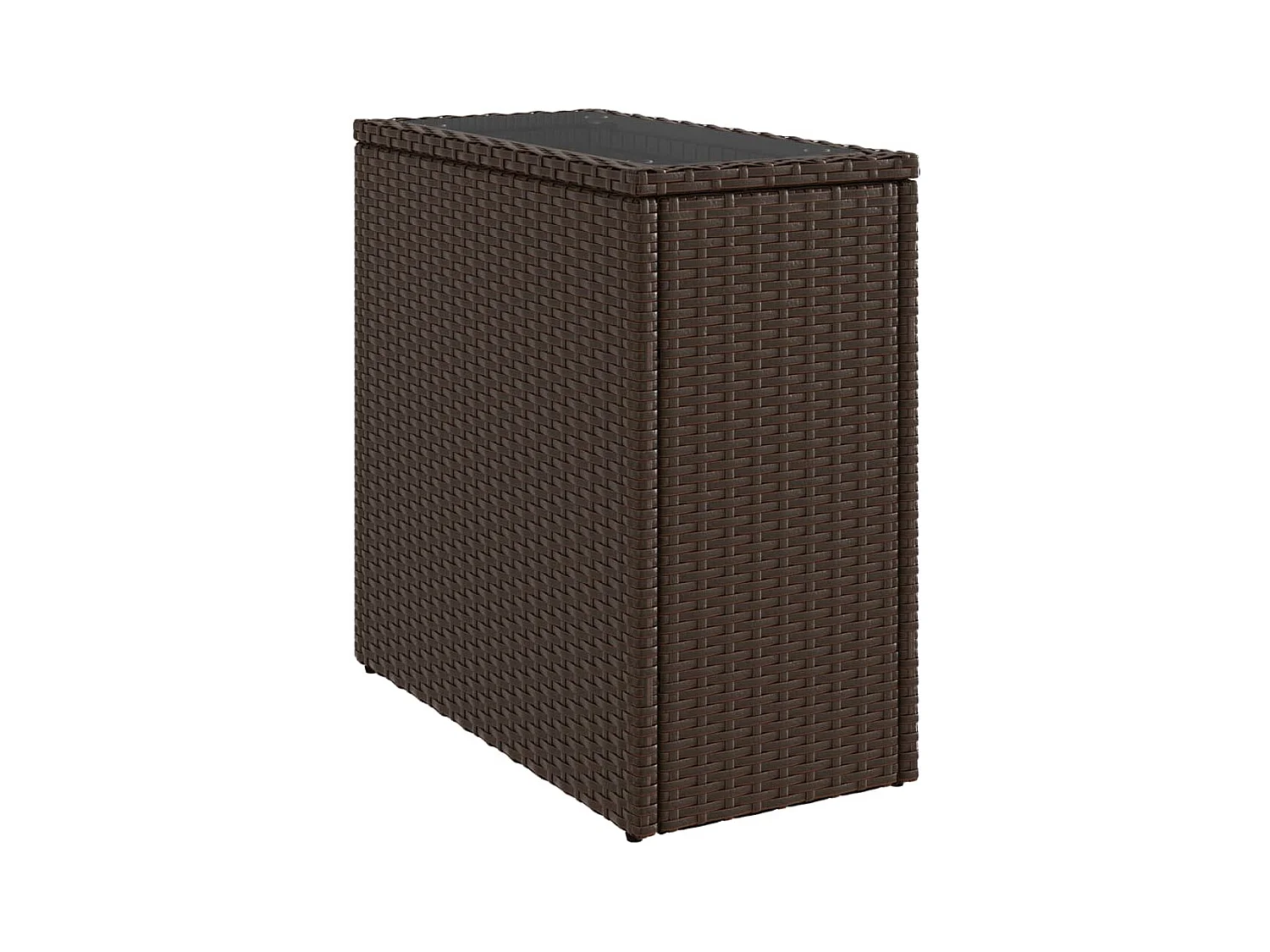 Table d'appoint de jardin avec dessus en verre marron rotin