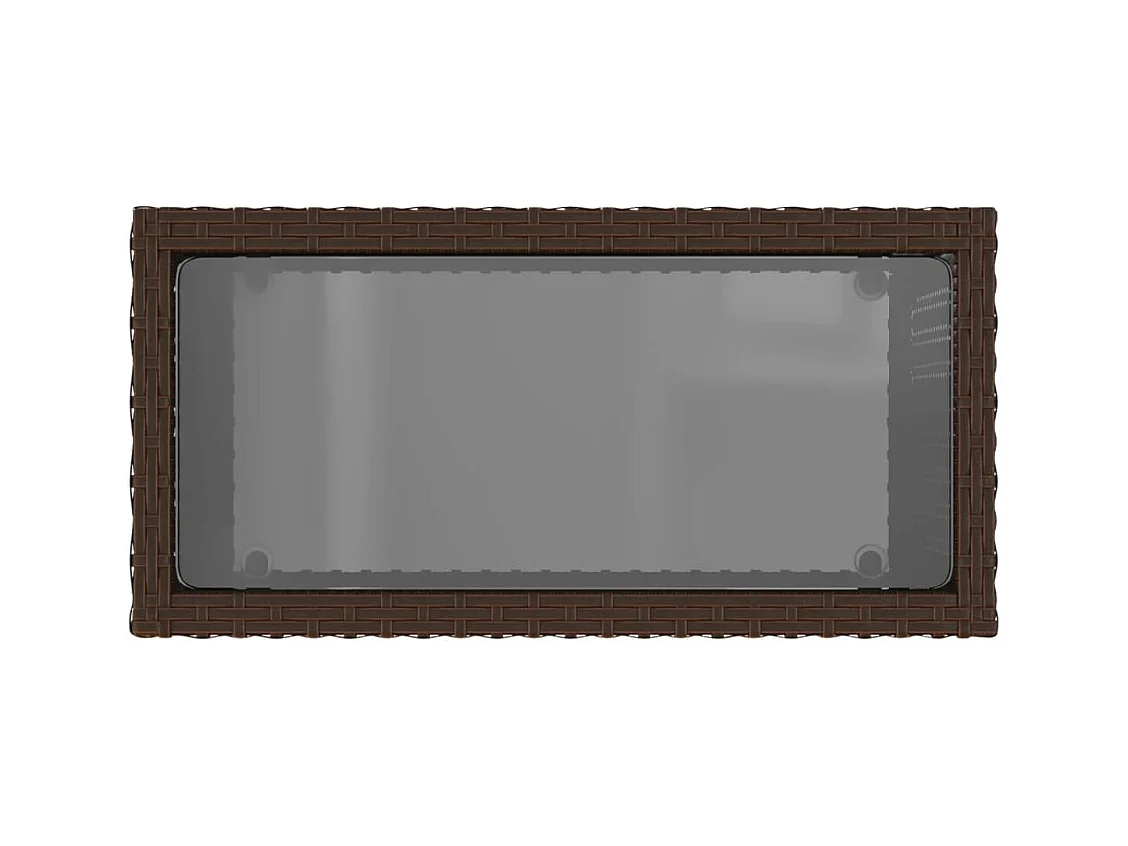 Table d'appoint de jardin avec dessus en verre marron rotin