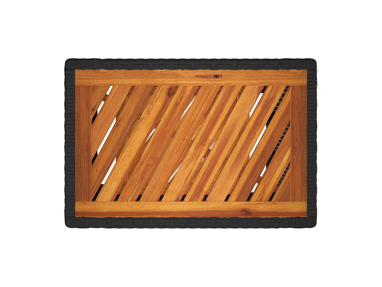 Tuinbijzettafel met houten blad 60x40x75 cm poly rattan zwart