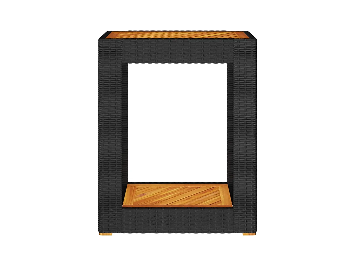 Table d'appoint de jardin dessus en bois noir 60x40x75 cm