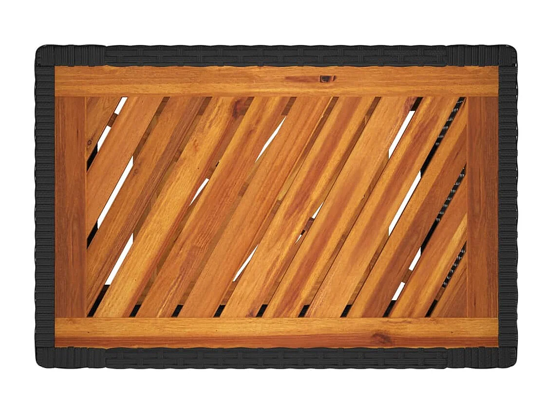 Table d'appoint de jardin dessus en bois noir 60x40x75 cm