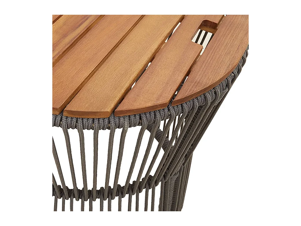 Tables d'appoint de jardin 2 pièces dessus en bois gris poly rotin