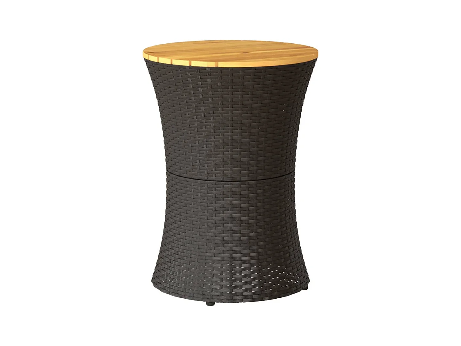 Table d'appoint de jardin forme tambour noir rotin bois massif