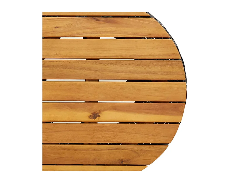 Table d'appoint de jardin forme tambour noir rotin bois massif