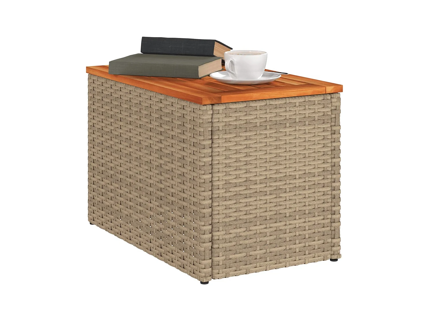 Tables d'appoint de jardin 2 pièces beige rotin bois massif