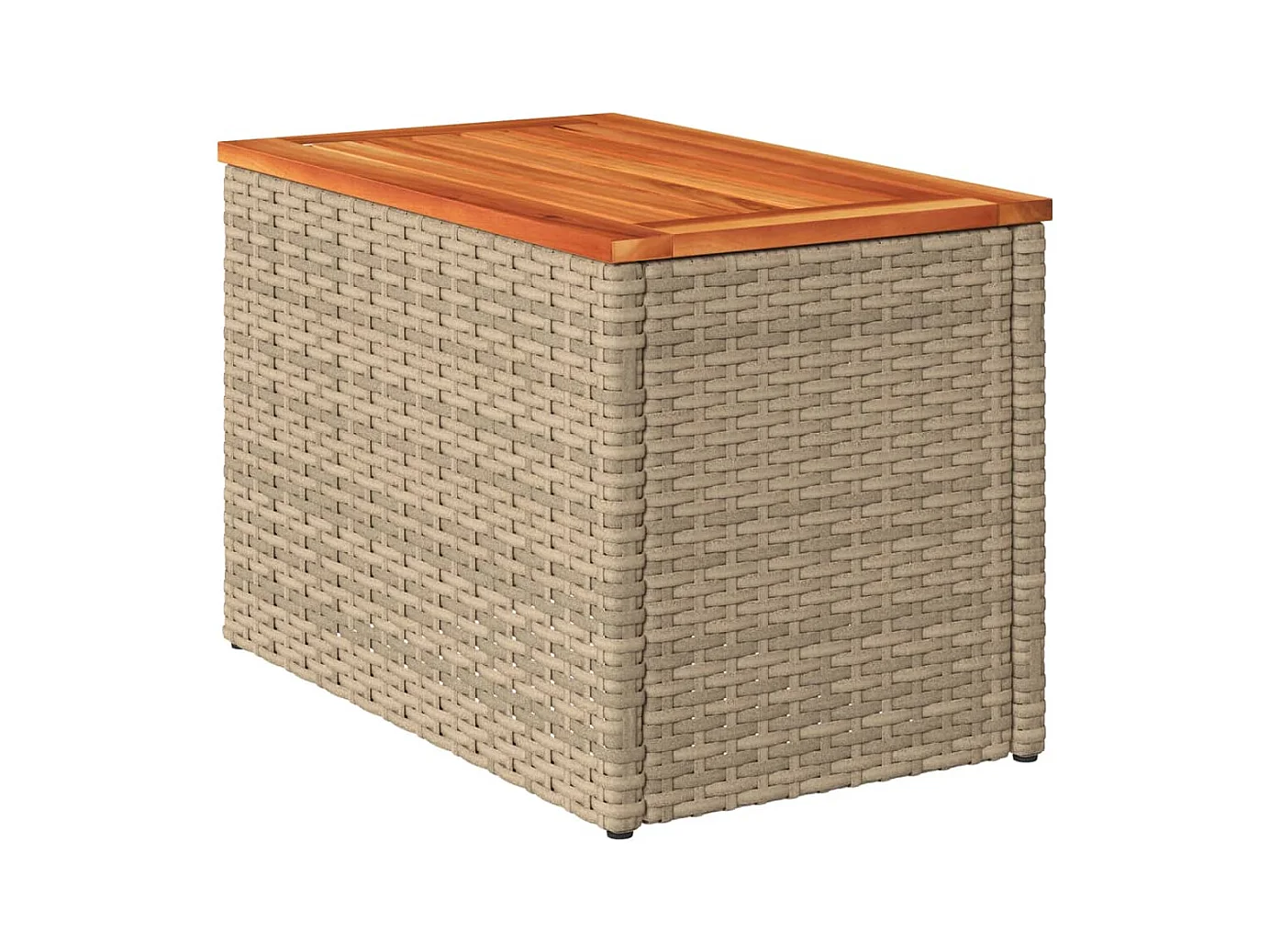 Tables d'appoint de jardin 2 pièces beige rotin bois massif