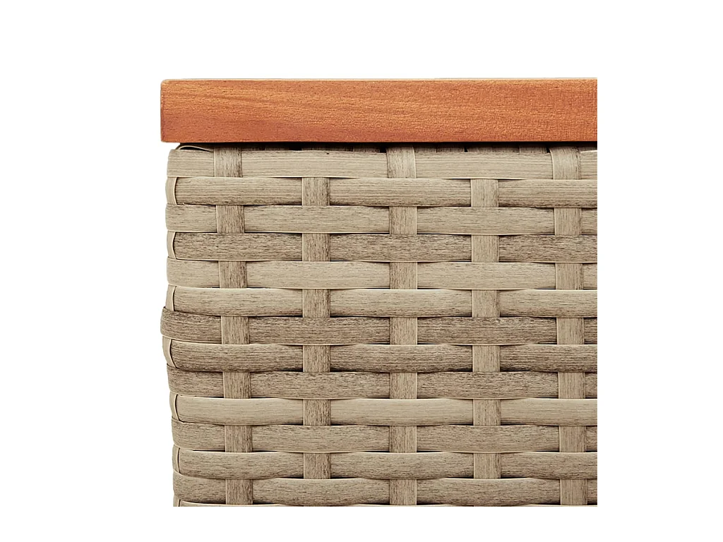 Tables d'appoint de jardin 2 pièces beige rotin bois massif