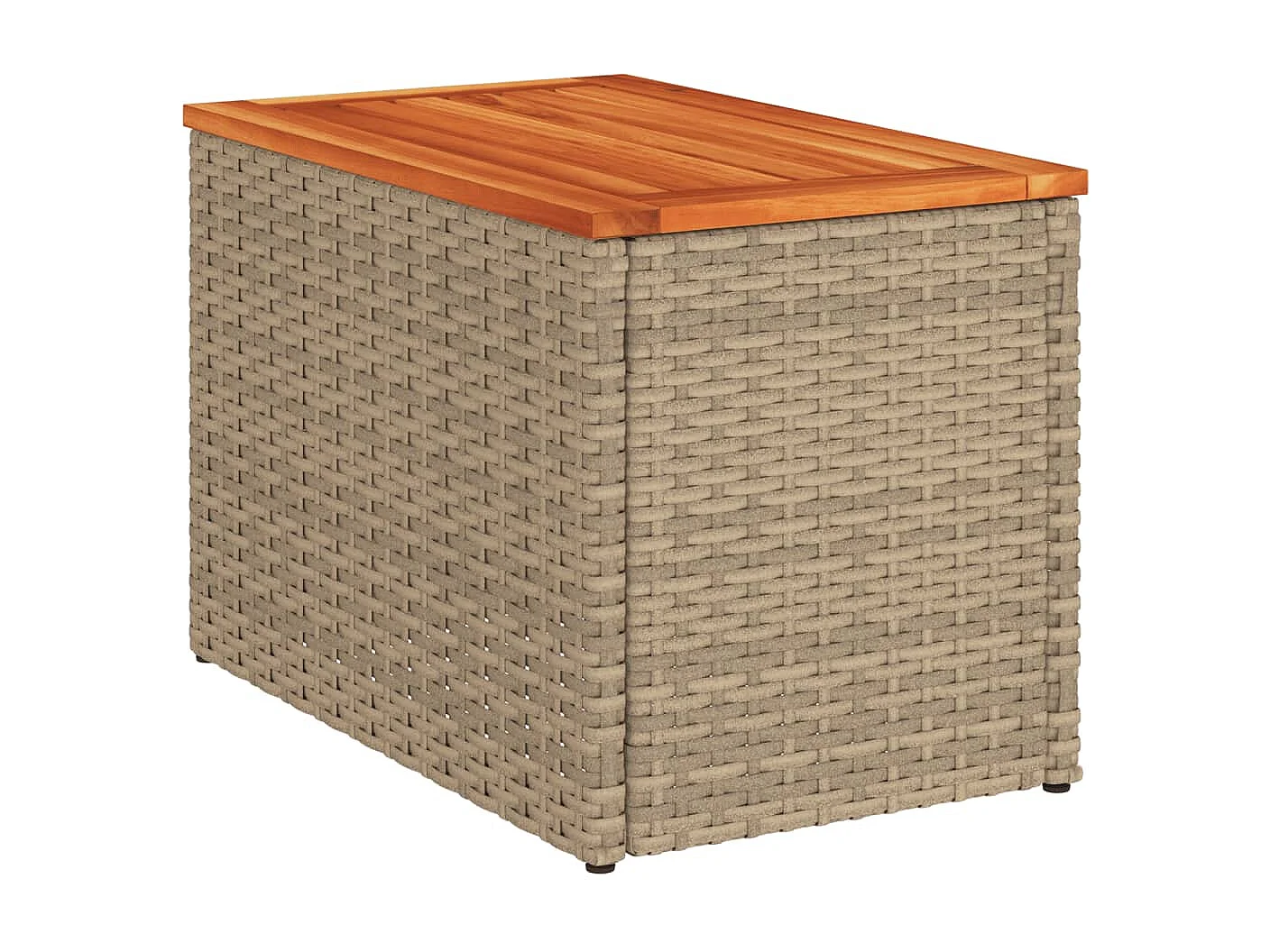 Tables d'appoint de jardin 2 pièces beige rotin bois massif