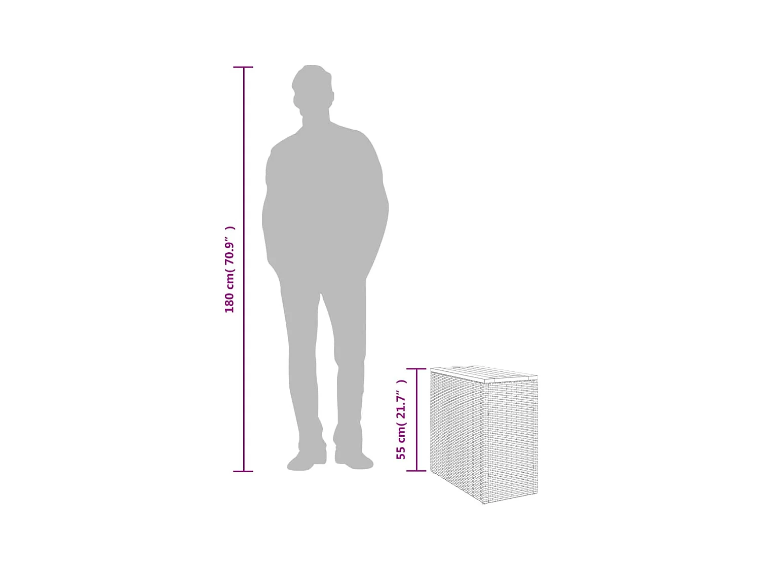 Table d'appoint de jardin dessus en bois noir 58x27,5x55 cm