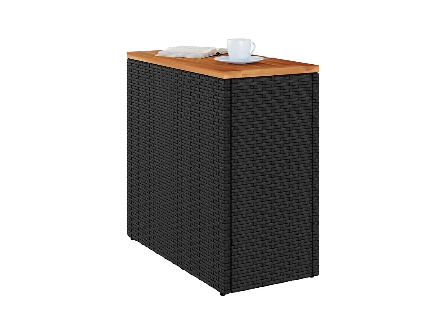 Table d'appoint de jardin dessus en bois noir 58x27,5x55 cm